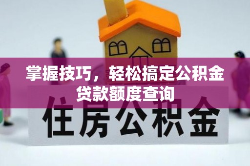 益阳掌握技巧，轻松搞定公积金贷款额度查询